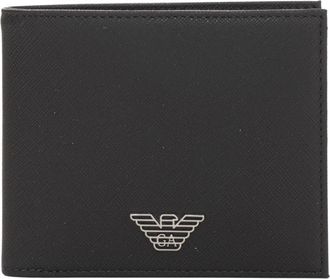 Emporio Armani Saffiano Animation Wallet - Heren - Portefeuilles - Bruin - ONE Size - Leer - Accessoires