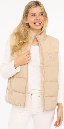 Zwillingsherz Steppweste »Good Vibes Only« mit Teddyplüsch, Reissverschluss, Eingriffstaschen, Stehkragen, modisch