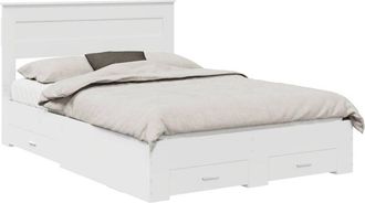 vidaXL Bed Frame with Headboard White 140 x 200 cm Engineered Wood vidaXL