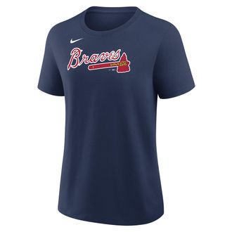 Nike Atlanta Braves Wordmark Nike Womens MLB T-Shirt in Blue | 01K944BAW-M3X