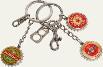 Balenciaga Mens Beer Cap Logo Keychain