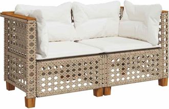 vidaXL Vidaxl Divani Angolari Da Giardino Con Cuscini 2 Beige Polyrattan