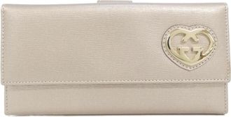 Gucci Beige Leather Long Wallet (Bi-Fold) (Pre-Owned)