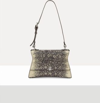 Vivienne Westwood Bianca Small Shoulder Bag Lizard-effect Emboss Charcoal-cream