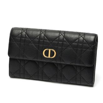 Dior Black Leather Long Wallet (Bi-Fold) (Pre-Owned)