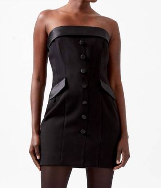 French Connection Gemma Cary Satin Strapless Dress In Black