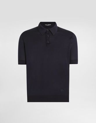 Dolce & Gabbana Satin Silk Polo Shirt - Man Sweaters And Cardigans Blue 44