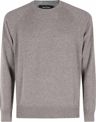 Gran Sasso Brown Raglan Sleeve Crewneck Cashmere Sweater