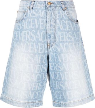 Versace Versace Allover denim shorts - men - Calf Leather/Cotton/Cotton/Polyester - 31 - Blue