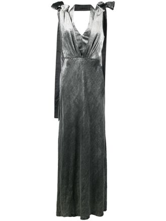 Alberta Ferretti V-neck velvet gown - Silver