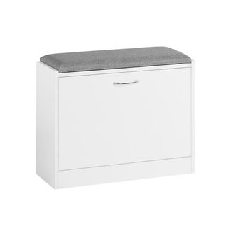 SoBuy Banco estrecho zapatero con 1 solapa madera blanco