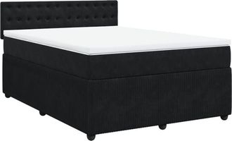 vidaXL Cama Box Spring Con Colch&oacute;n Terciopelo Negro 140x190 Cm Vidaxl