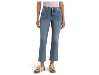 Kut from the Kloth Kelsey High Rise Fab Ab Ankle Flare With Raw Hem Womens Jeans Achievement : 10 27, Cotton/Denim/Spandex