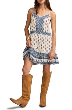 Lucky Brand Border Print Cotton Minidress in Blue Combo at Nordstrom, Size X-Large