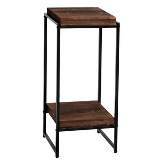 Hhg Hhg - Mesa Flor 840, Estante Flor Mesa Auxiliar Estante Planta, Mdf Metal Certificado Mvg, Marr&oacute;n Oscuro, 82cm