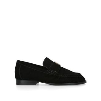 Steve Madden Womens Suede Morgen Black Loafers - Size UK 6