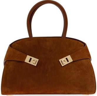 Ferragamo Hug Medium Handtas - Dames - Handtassen - Bruin - ONE Size - Leer - Tassen