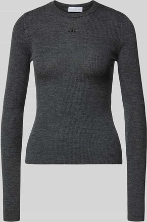 LeGer By Lena Gercke Strickpullover aus Wolle mit Stitching Modell Corin Jumper in Anthrazit, Größe 34