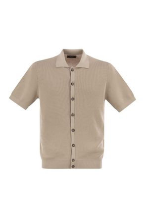 PESERICO Polo Cardigan In Pure Cotton Yarn