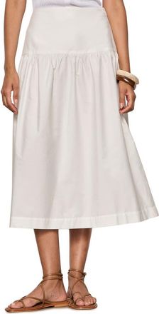 Sanctuary Matter of Time Cotton Poplin Midi Skirt in White at Nordstrom, Size 14