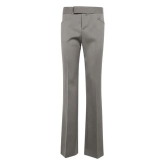 Balmain Pantalones Sastre de Lana Satinada - Trousers - Mujer - Gris - S