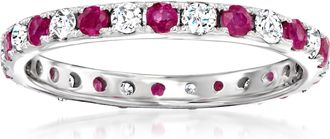 Ross-Simons Ruby and. Diamond Eternity Ring in 14kt White Gold