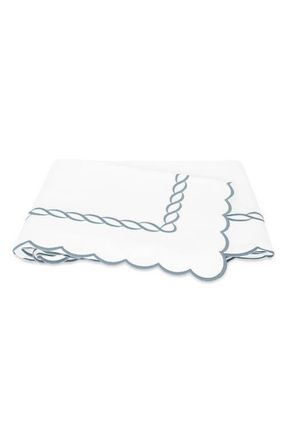 Matouk Classic Chain Scallop Flat Sheet in Hazy Blue at Nordstrom, Size Full