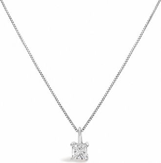 House of Brilliance 14K Gold Lab Grown Princess Diamond Solitaire Pendant Necklace