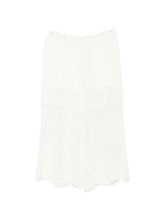 Iro Womens Crochet Knit Wide-Leg Trousers