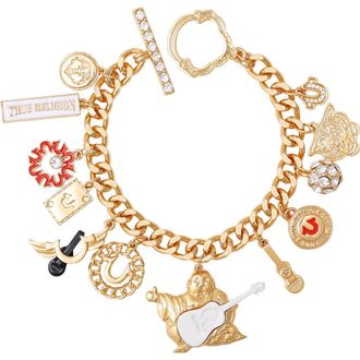 True Religion Gold-Tone Multi-Charm Bracelet in Gold Tone at Nordstrom
