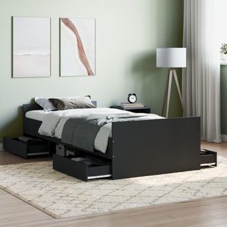 Berkfield Home Bed Frame with Headboard & Footboard Black 100x200 cm