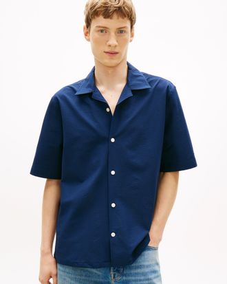 Tommy Hilfiger Mens Performance Seersucker Shirt in Dark Blue Recycled Material - Size X-Large