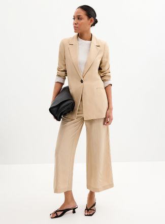 Contemporaine Womens Lyocell-linen cropped pant Fit: Wide leg, high rise