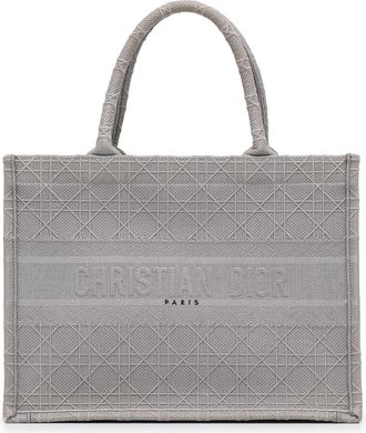 Dior Grey Medium Cannage Embroidered Book Tote