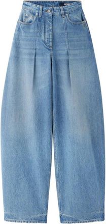 Jacquemus Lichtblauwe Geplooide Denim Jeans - Dames - Loose Fit Jeans - Blauw - W25 - Denim - Jeans