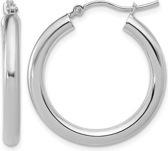Diamond2Deal 14K White Gold Polished Round Shape Hoop Earrings
