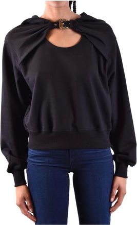 Versace Jeans Couture Hoodies & sweatvesten, Dames, Zwart, S, Katoen, Zwarte Sweatshirt Lange Mouwen Herfst/Winter