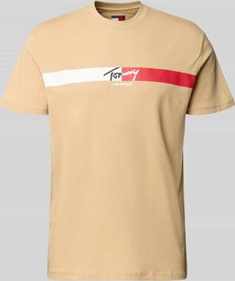 Tommy Jeans Regular Fit T-Shirt aus reiner Baumwolle in Beige, Gr&ouml;&szlig;e XXL