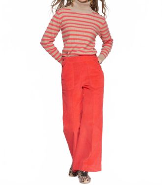 Vilagallo The Muriel Corduroy Wide-Leg Pant In Poppy Red