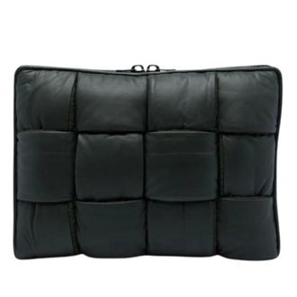 Bottega Veneta Pre-owned Nappa Leren Laptoptas - Dames - Pre-owned - Zwart - Maat: ONE Size Leer