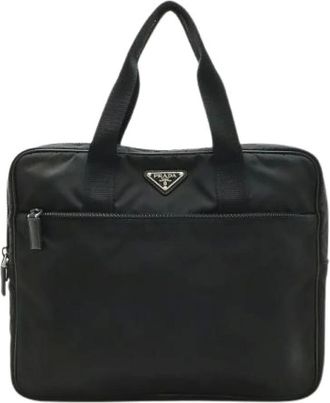 Prada Pre-owned Tote Bags, female, Black, Size: ONE SIZE Pre-owned Nylon Briefcase