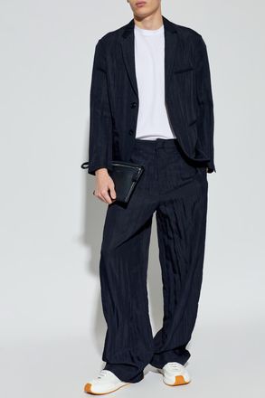 Giorgio Armani Blazer With A Crinkled Effect, Mens, Navy Blue