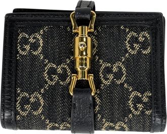 Gucci Navy Gg Canvas Leather Wallet (Bi-Fold) (Pre-Owned)