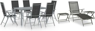 vidaXL Juego De Comedor De Jard&iacute;n 10 Piezas Negro Y Plateado Vidaxl