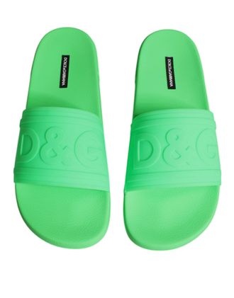 Dolce & Gabbana Calf Leather Slides Sandals - Green