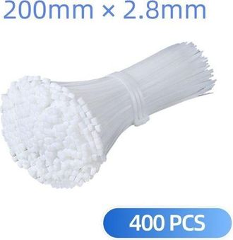 OEM 400 Bridas Profesionales Para Cables, 200 X 2,8 Mm, Mango Blanco, Resistentes A La Temperatura