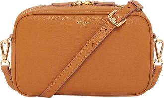 Kiton Camel Calfskin Crossbody Mini Bag - Dames - Schoudertassen - Bruin - ONE Size - Leer - Tassen