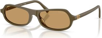 Miu Miu Narrow Rectangle-frame Sunglasses - Brown - One Size
