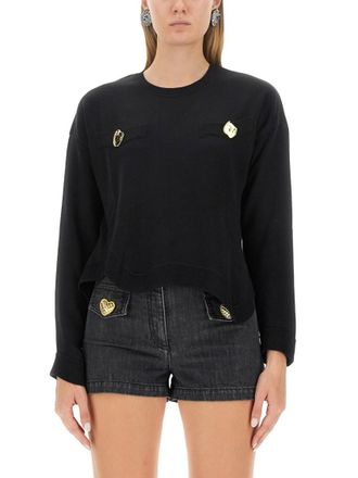 Moschino Black Solid Crew Neck Sweater
