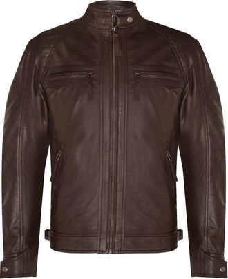 Infinity Leather Mens Vintage Zipped Leather Racing Quilted Biker Jacket
